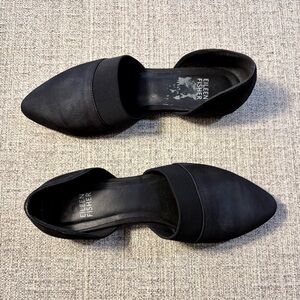 EILEEN FISHER Flute D’Orsay Black Suede Slip-On Flats – Size 6